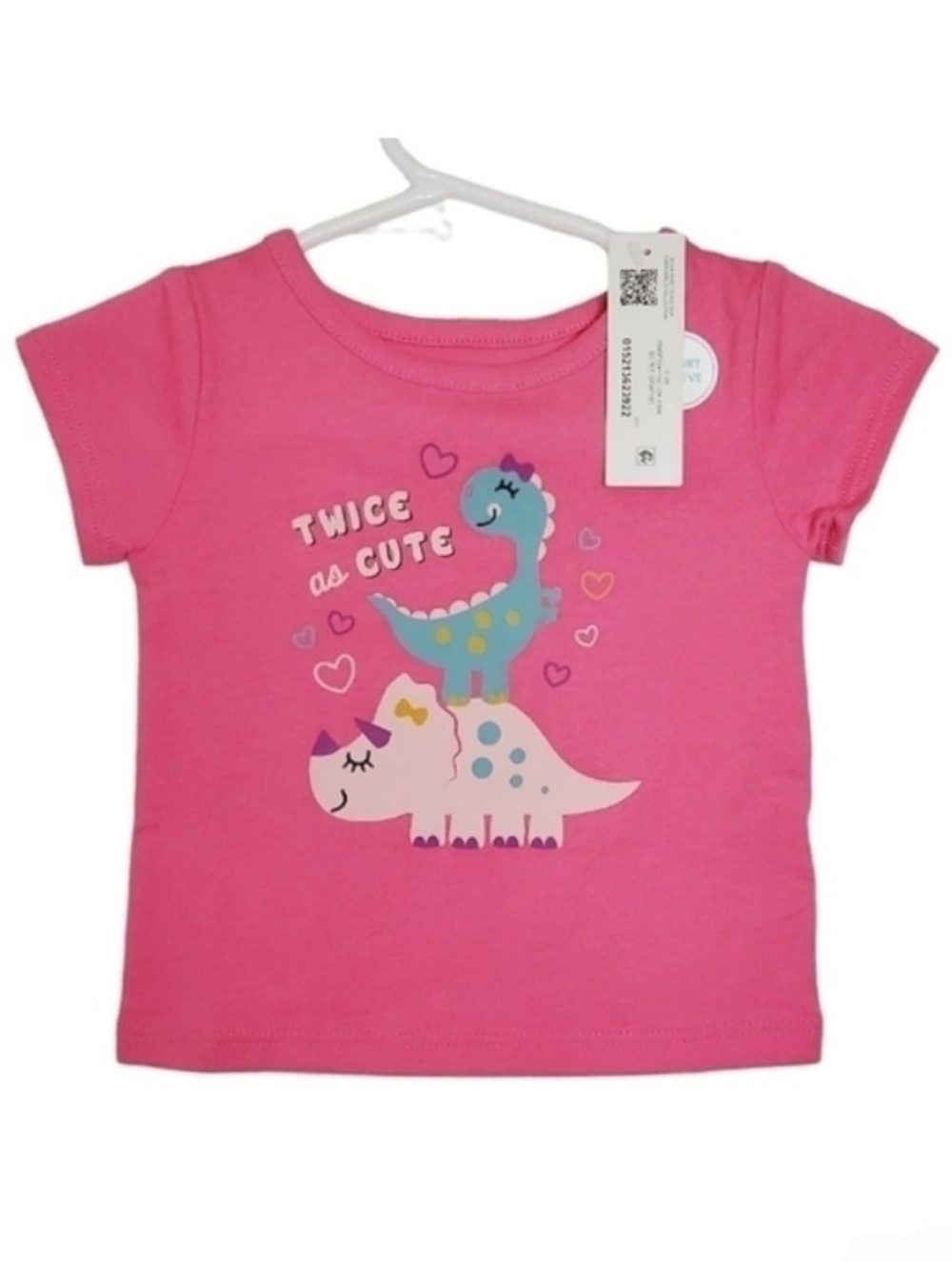 K1317 * Garanimals Girls Twice As Cute Dino Tee Pink Size 0/3M NWT